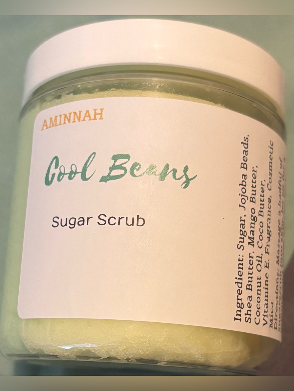 Aminnah Cool Beans Sugar Scrub — Light Green Exfoliant